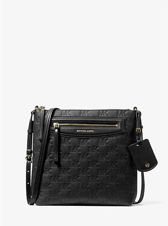 Jet Set Travel Large Logo Embossed Leather Crossbody Bag