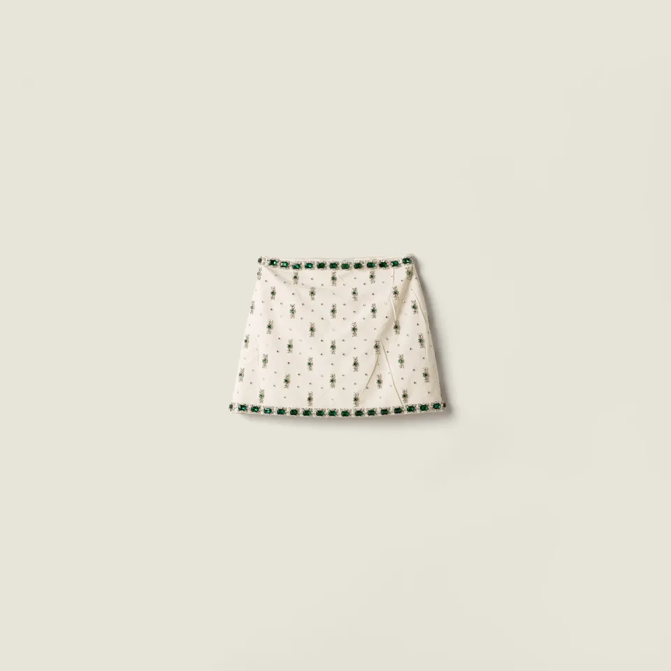 Embroidered canvas skirt