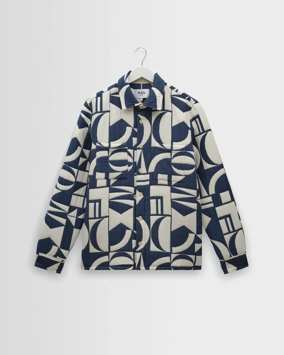 Otto - Blue and Ecru Quilted Jacquard Overshirt