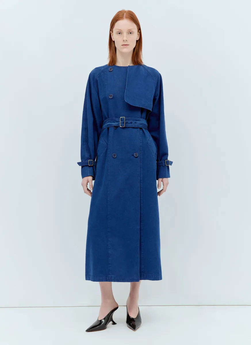 Canvas Double-Breasted Trench Coat