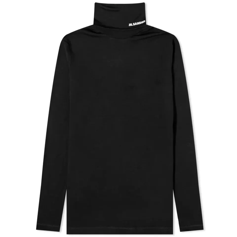 Plus Long Sleeve High Neck Logo Top