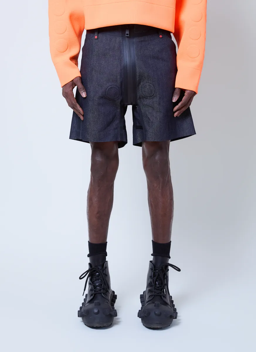Embossed Denim Shorts