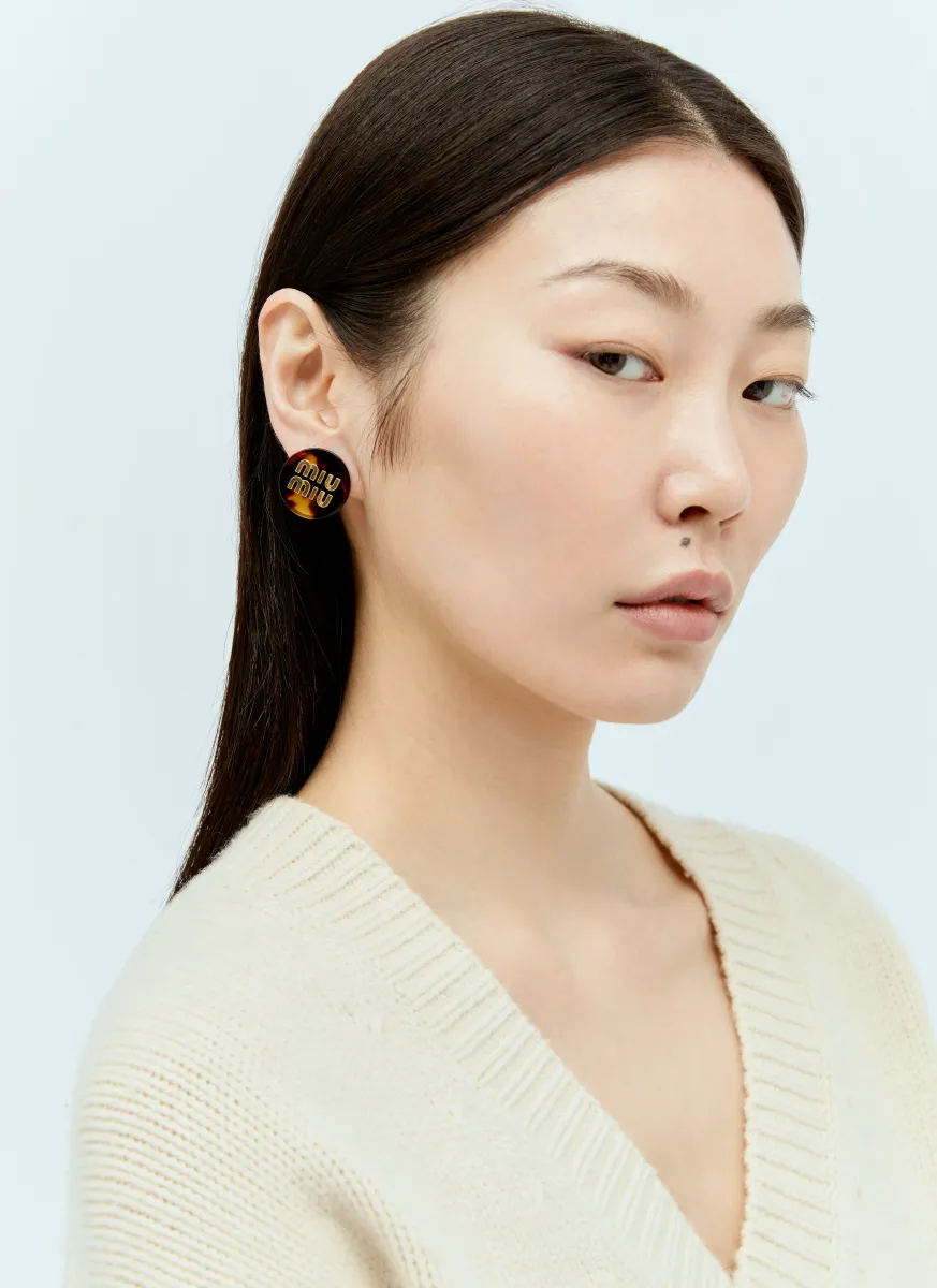 Logo Plaque Tortoiseshell Earrings