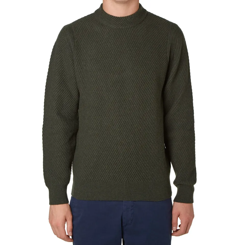 Diagonal Ribbed Crew Knit
