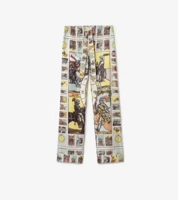 Tarot Silk Pyjama Trousers in Seaside blue