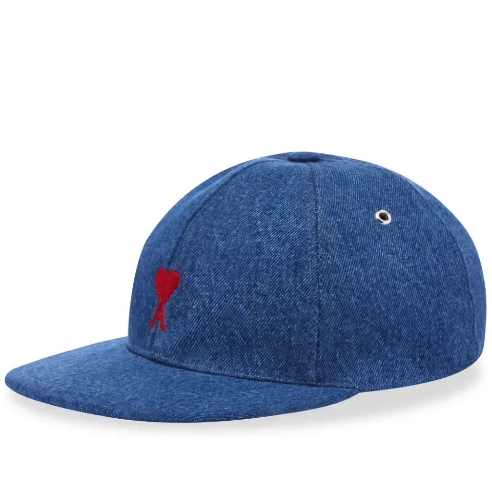 AMI Washed Denim Heart Cap