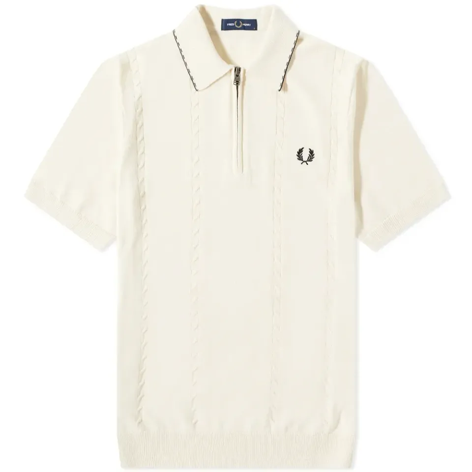 Cable Knit Zip Polo