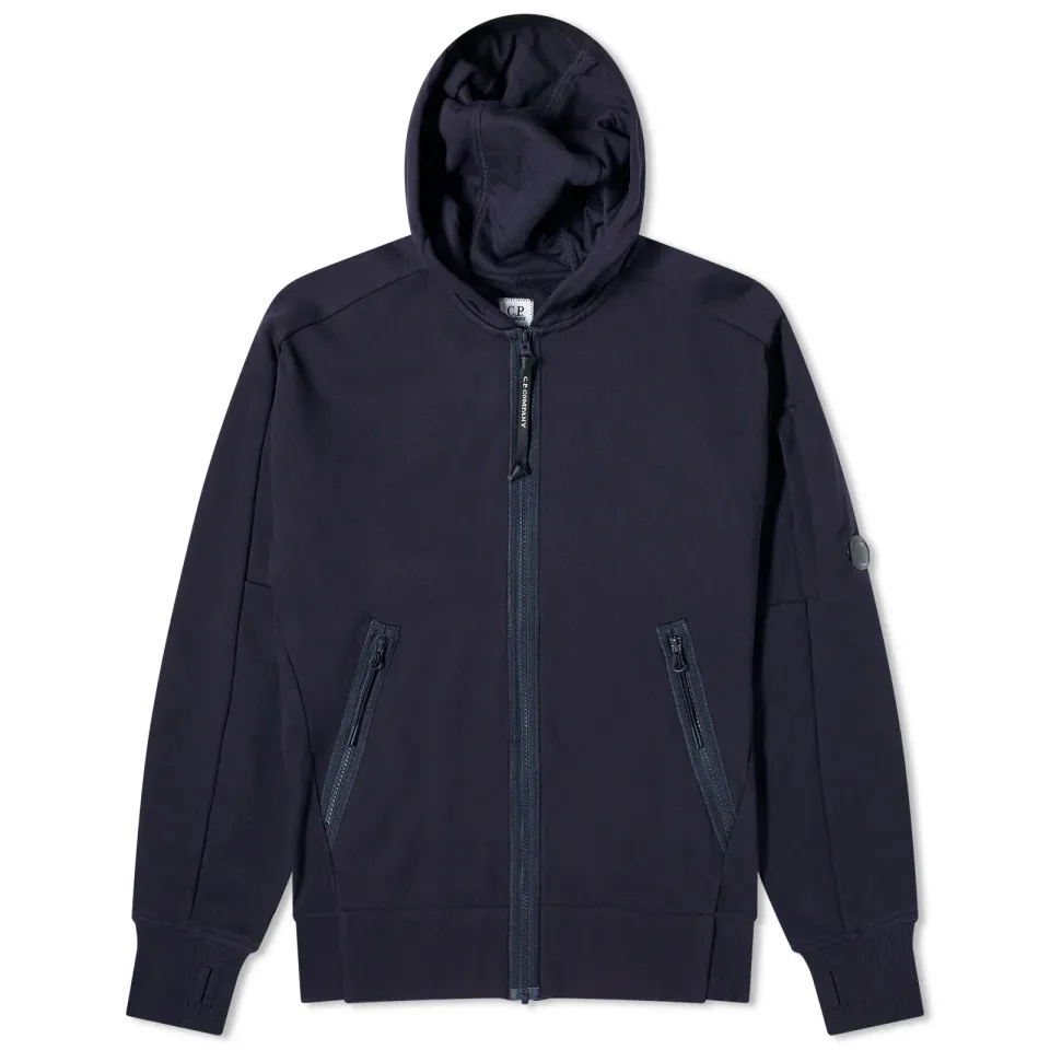 Diagonal Raised Fleece Zipped Hoodie