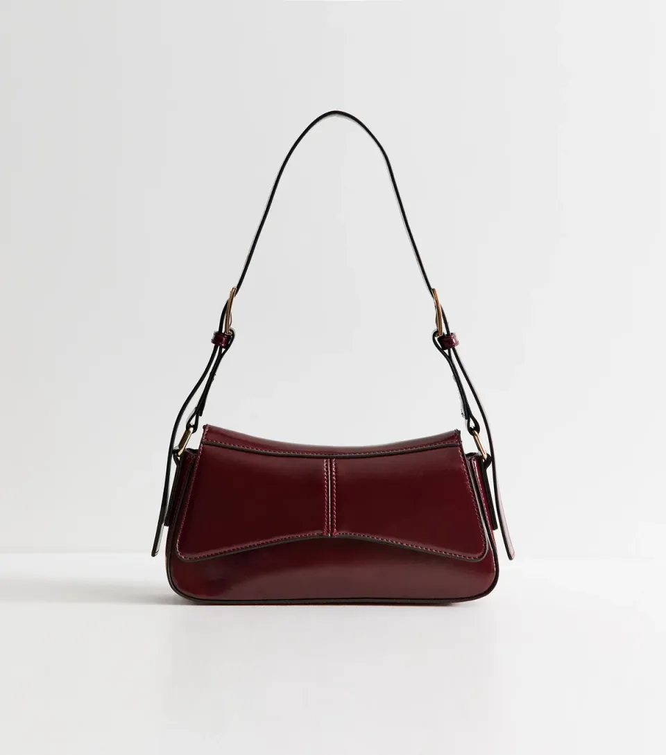 Dark Burgundy Faux Patent Leather Prue Bag
