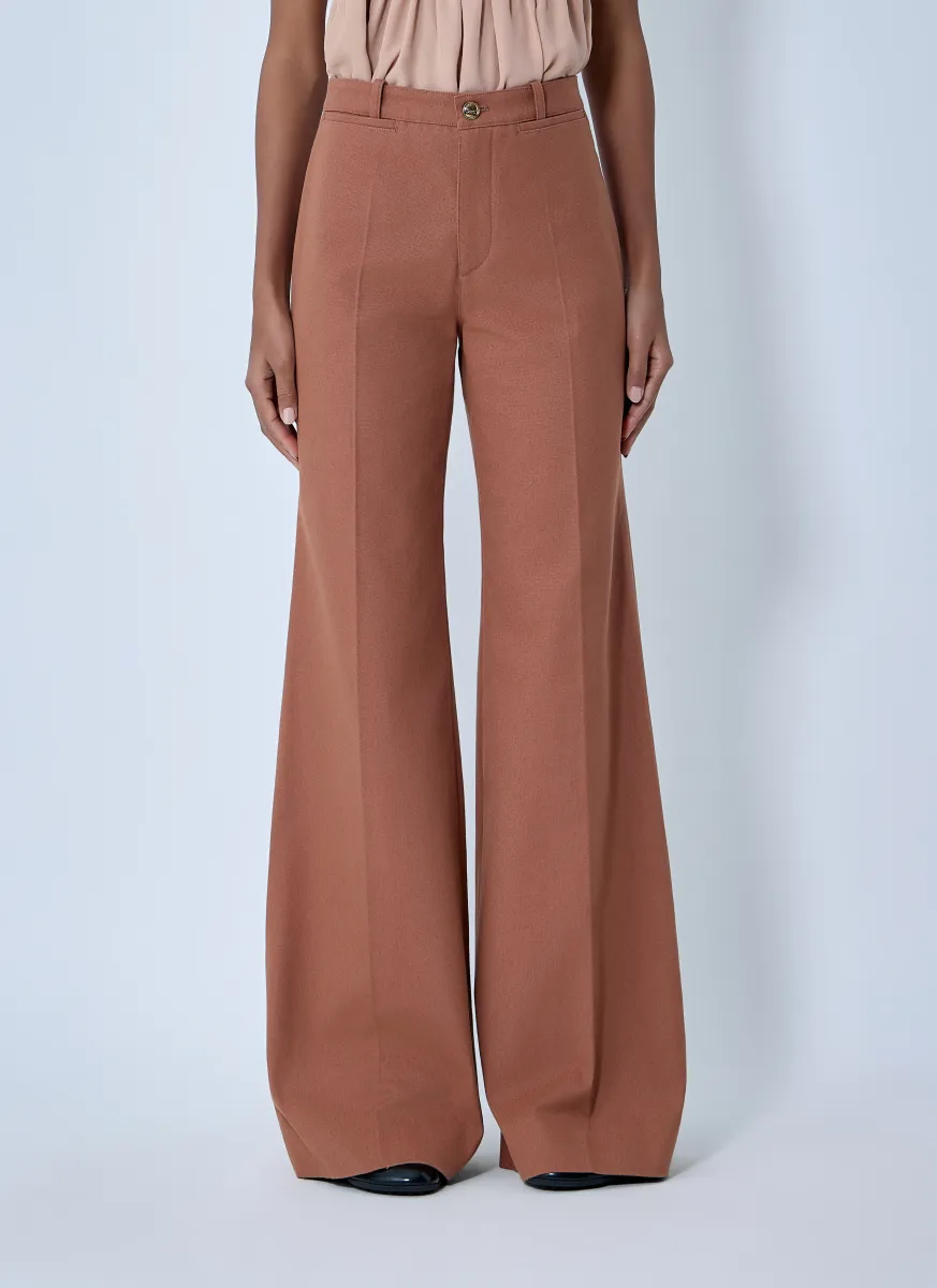 Flared Cotton Canvas Pants
