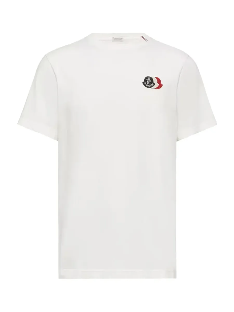 Men Embroidered Tricolor Logo T-Shirt White