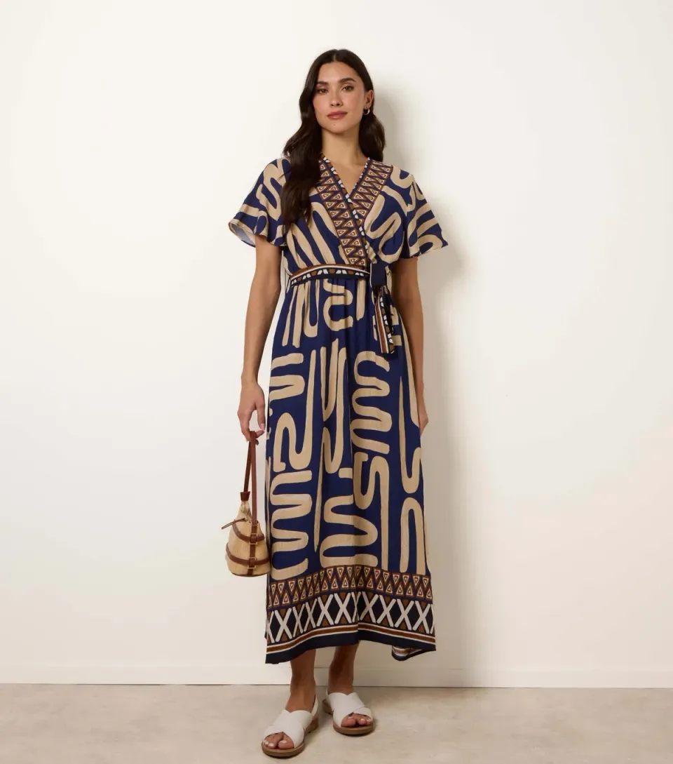 Women's Navy Abstract Print Dress
