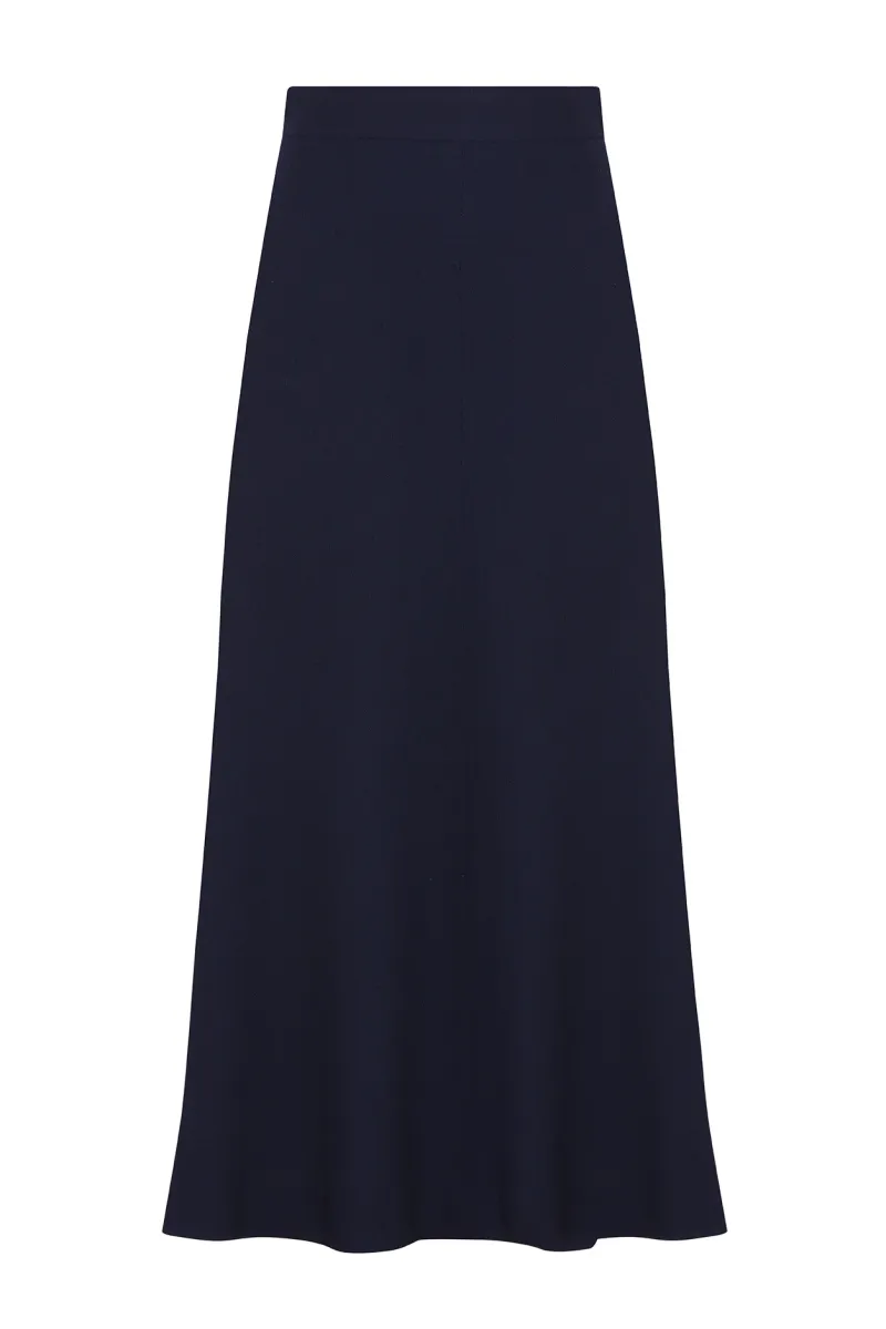 Mari Skirt in Navy Wool Crepe