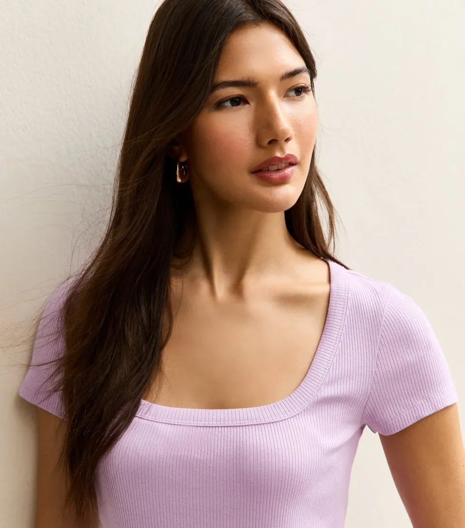Women's Light Blue Square Neck Top