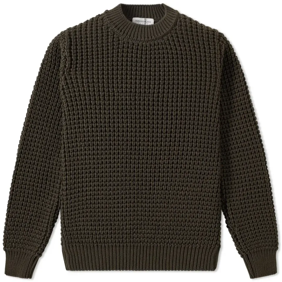 Merino Cord Waffle Crew Knit