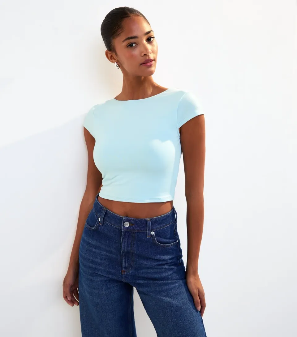 Women's Bright Orange Scoop Back Jersey Cropped T-Shirt