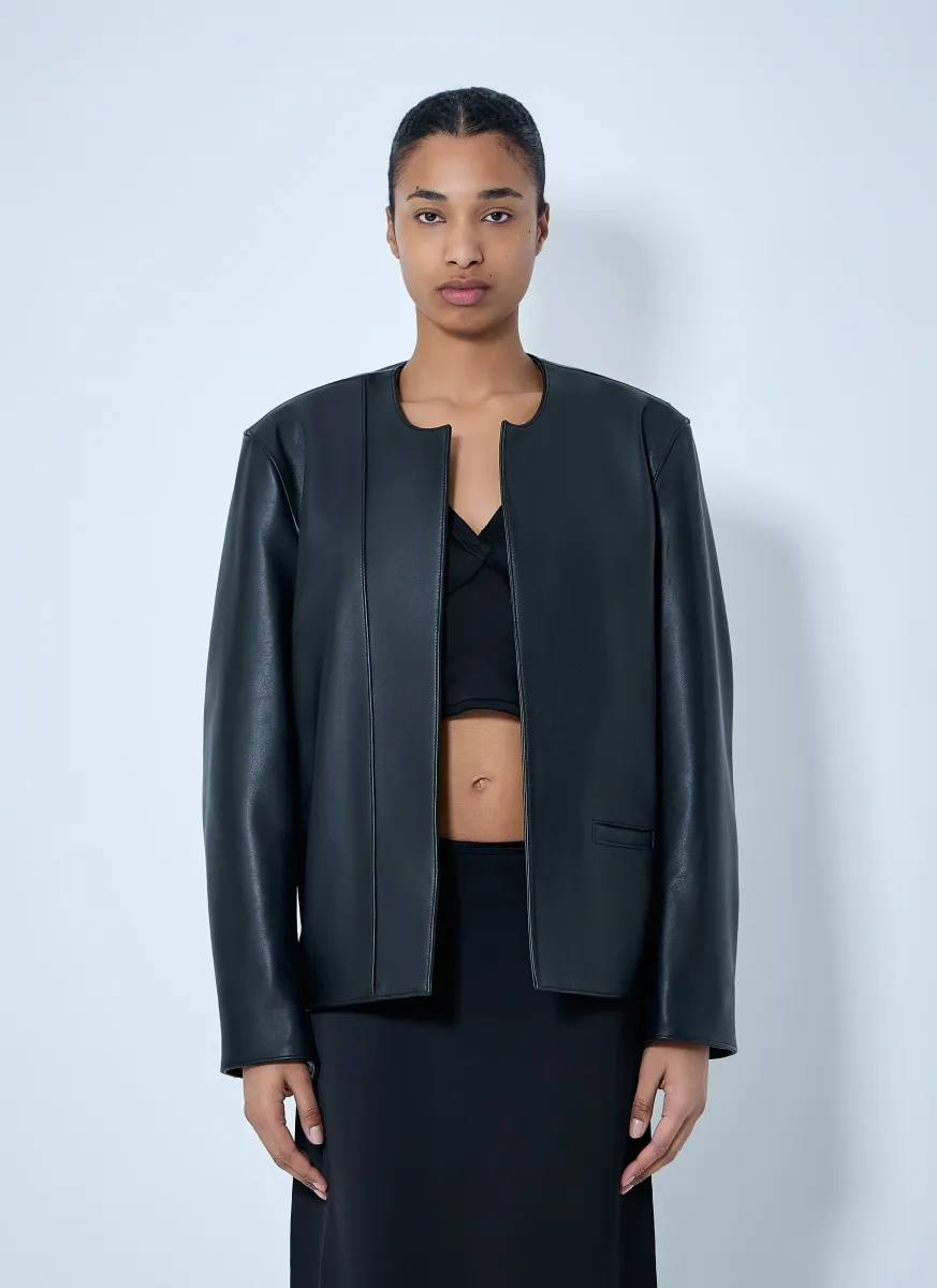 Open Front Leather Jacket