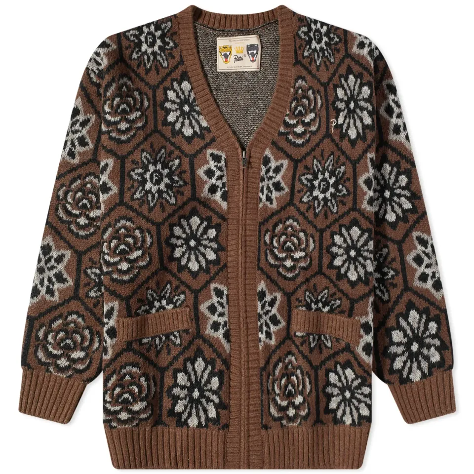 Flower Knitted Zip Cardigan