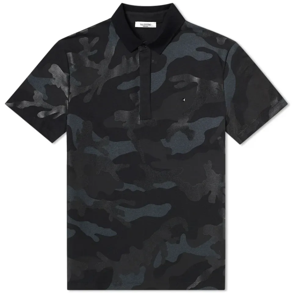 Metallic Overprinted Camo Polo