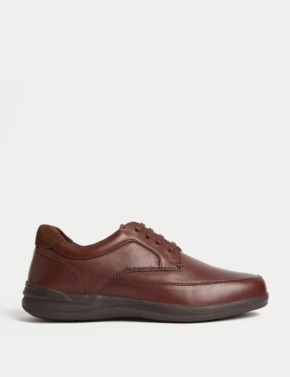 Wide Fit Leather Apron Shoes Brown