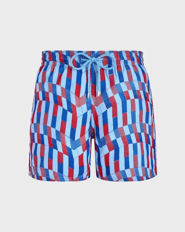 Men Swim Shorts Embroidered Graphic Glass