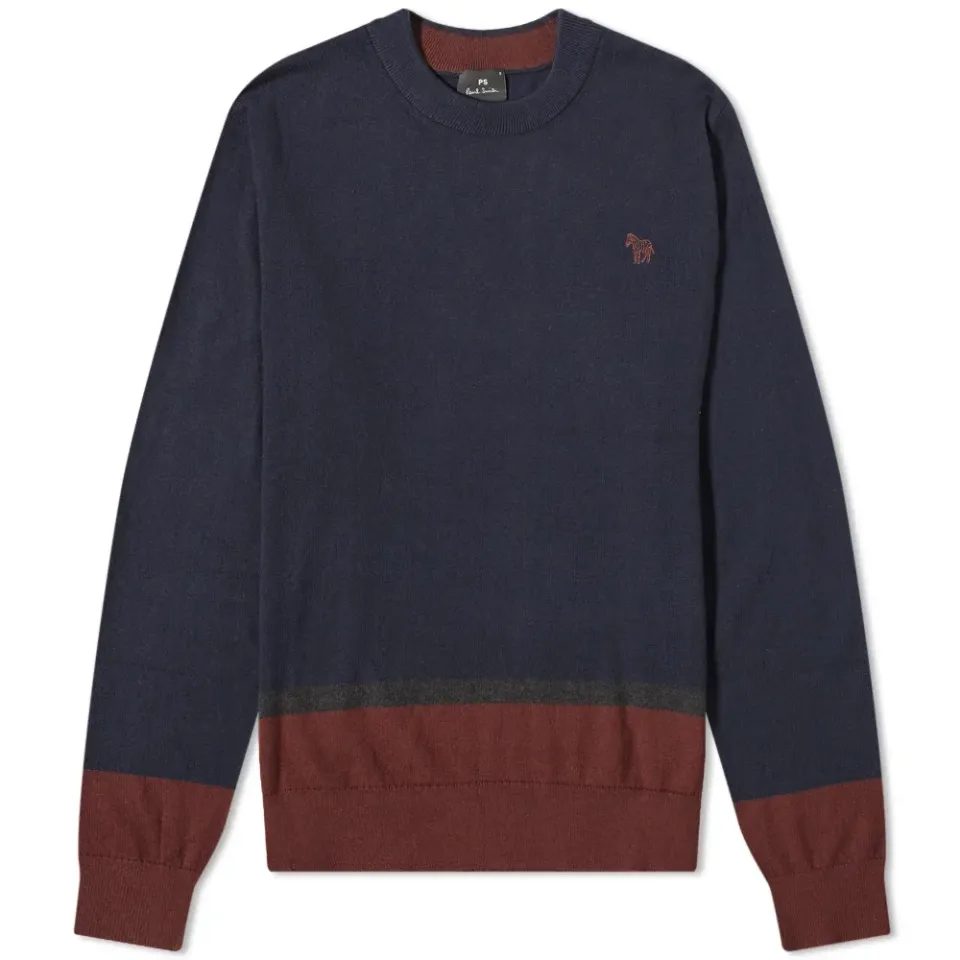 Zebra Panel Crew Knit