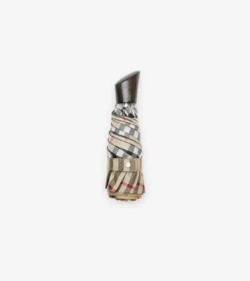 Check Folding Umbrella in Sand beige
