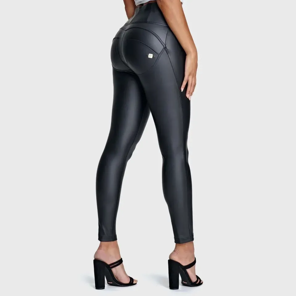 WRUP Faux Leather - High Waisted - Full Length - Black