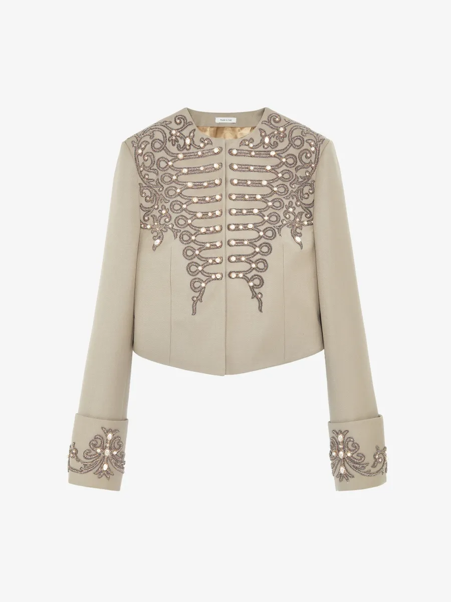 Beaded Frogging Cropped Jacket