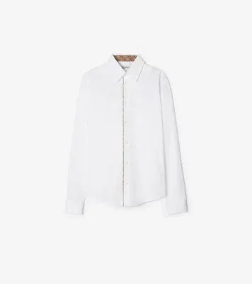 Classic Fit Check Piping Cotton Poplin Shirt in Optic white