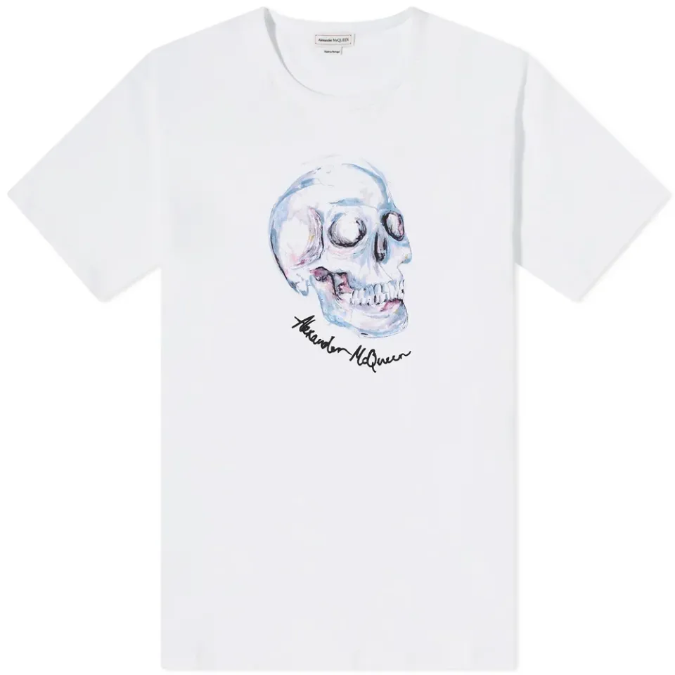 Skull Print Logo Oversized T-Shirt