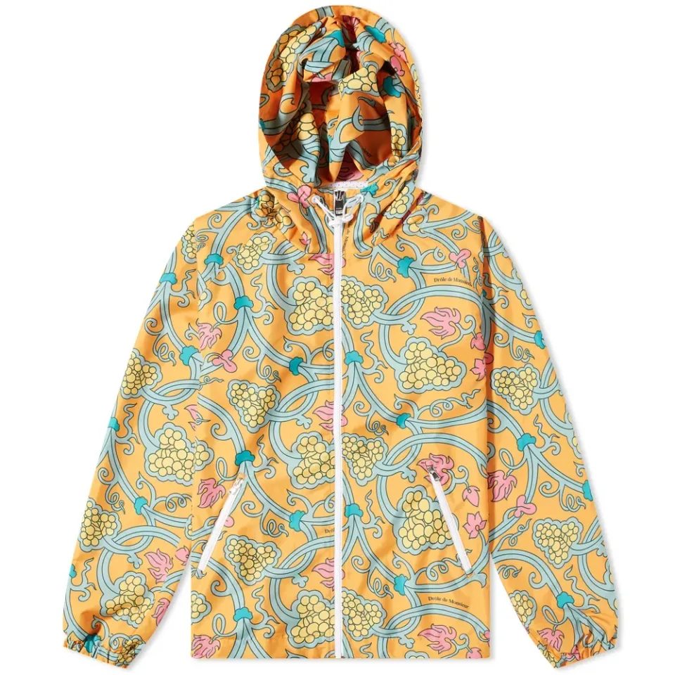 Grapes Print Hooded Windbreaker