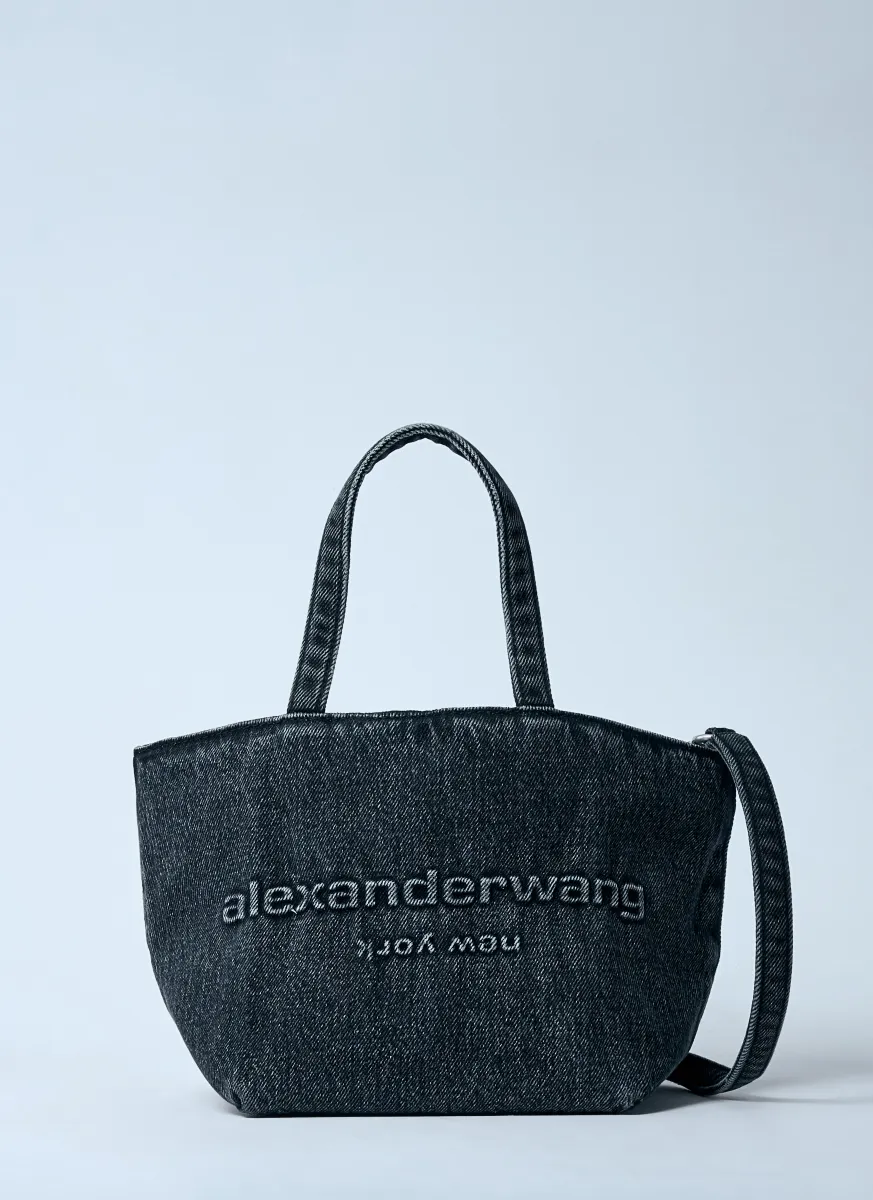 Small Denim Punch Tote Bag