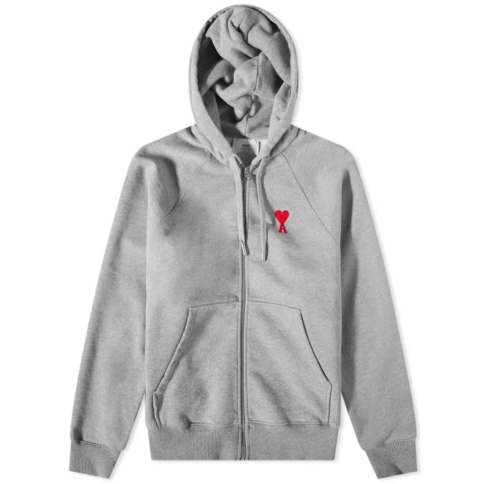 AMI Heavy Fleece Small A Heart Zip Hoodie