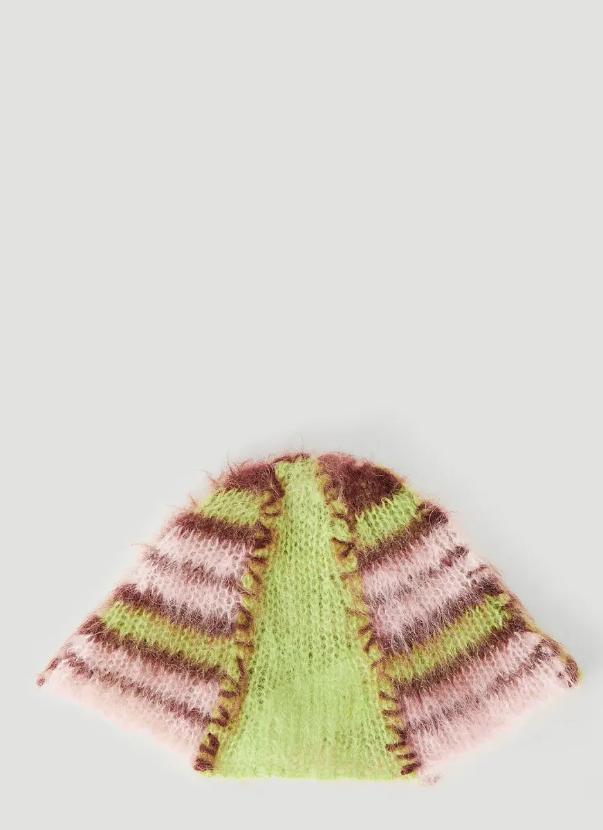 Fuzzy Stripe Beanie Hat