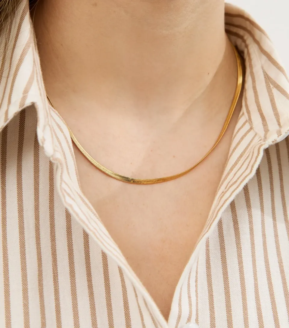 18ct Gold Plated Skinny Snake Chain Necklace