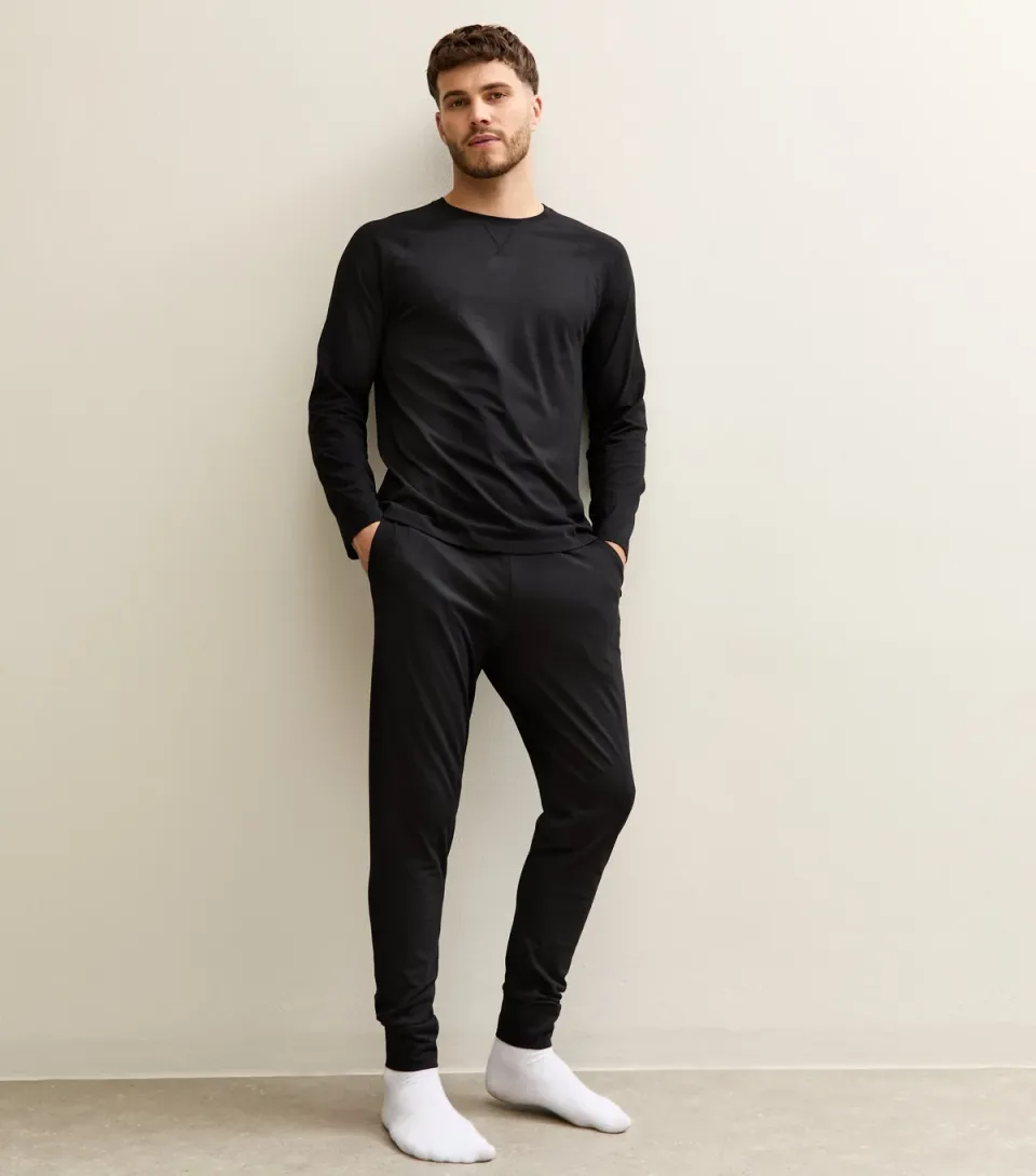 Men's Black Slim Fit Pyjama Set
