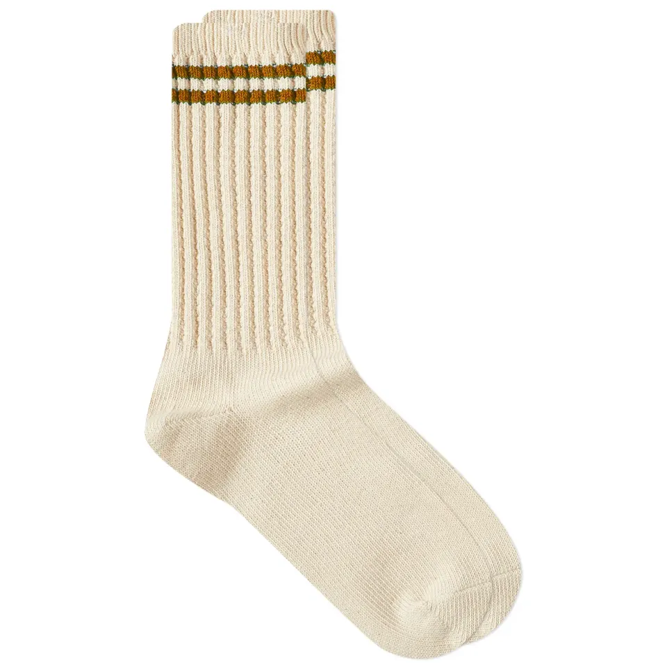 2 Line Pique Rib Crew Sock