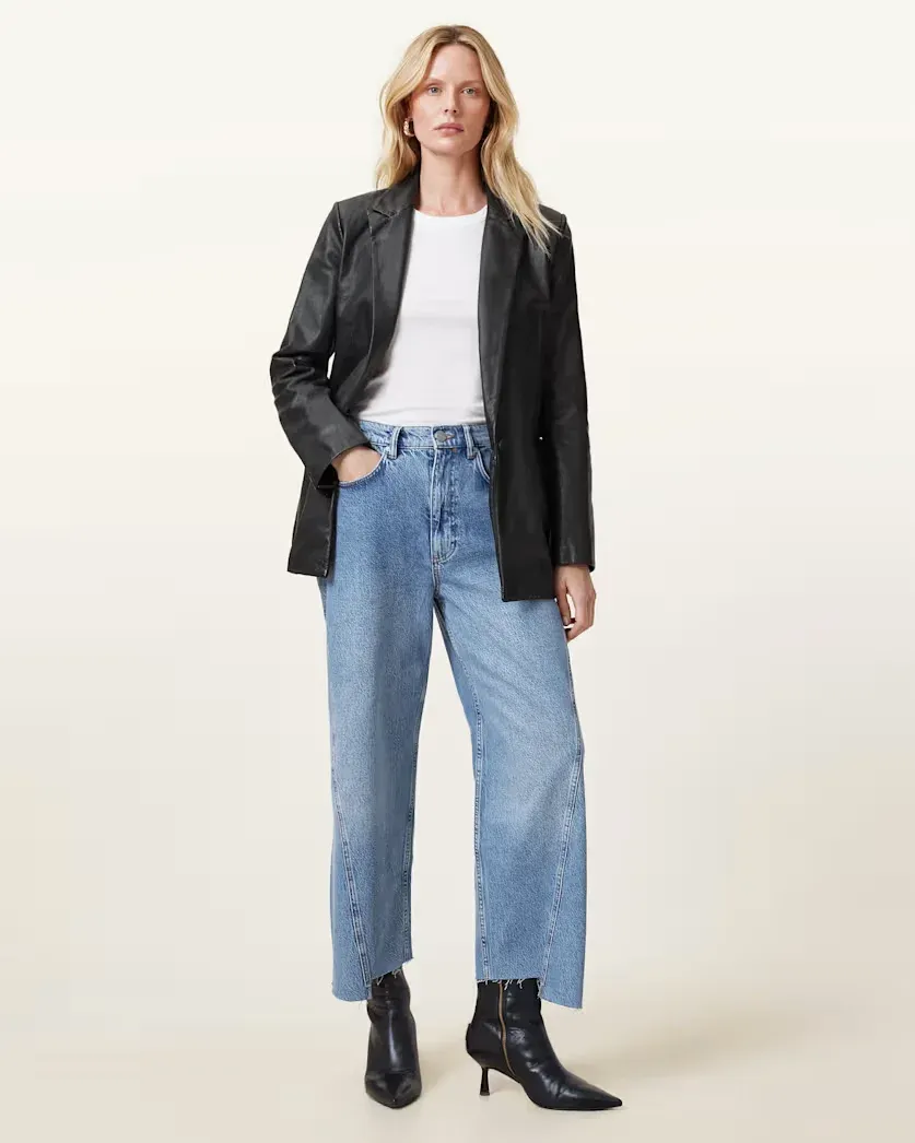 Deri Single Breasted Leather Blazer