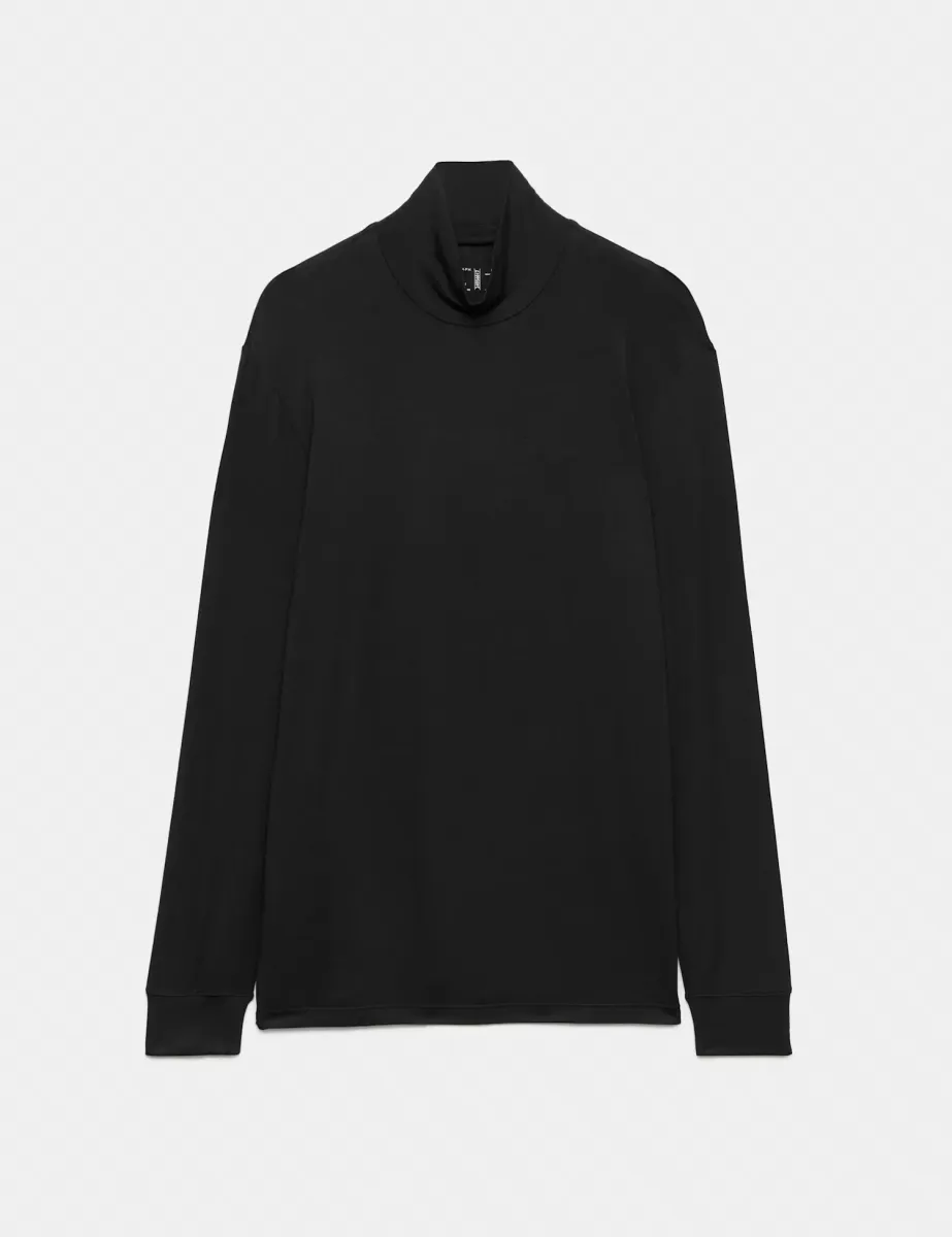 Thermal Roll Neck Top with Cashmere Black