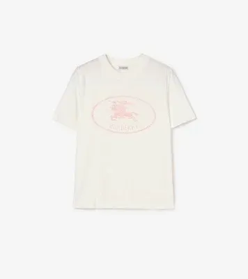 Knight Stamp Cotton T-shirt in Chalk white/mallow pink