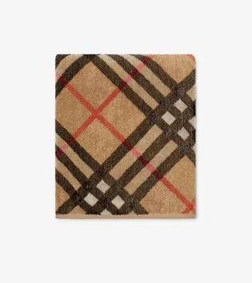Check Cotton Towel in Sand beige