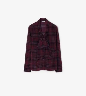 Check Silk Scarf Blouse in Acer purple