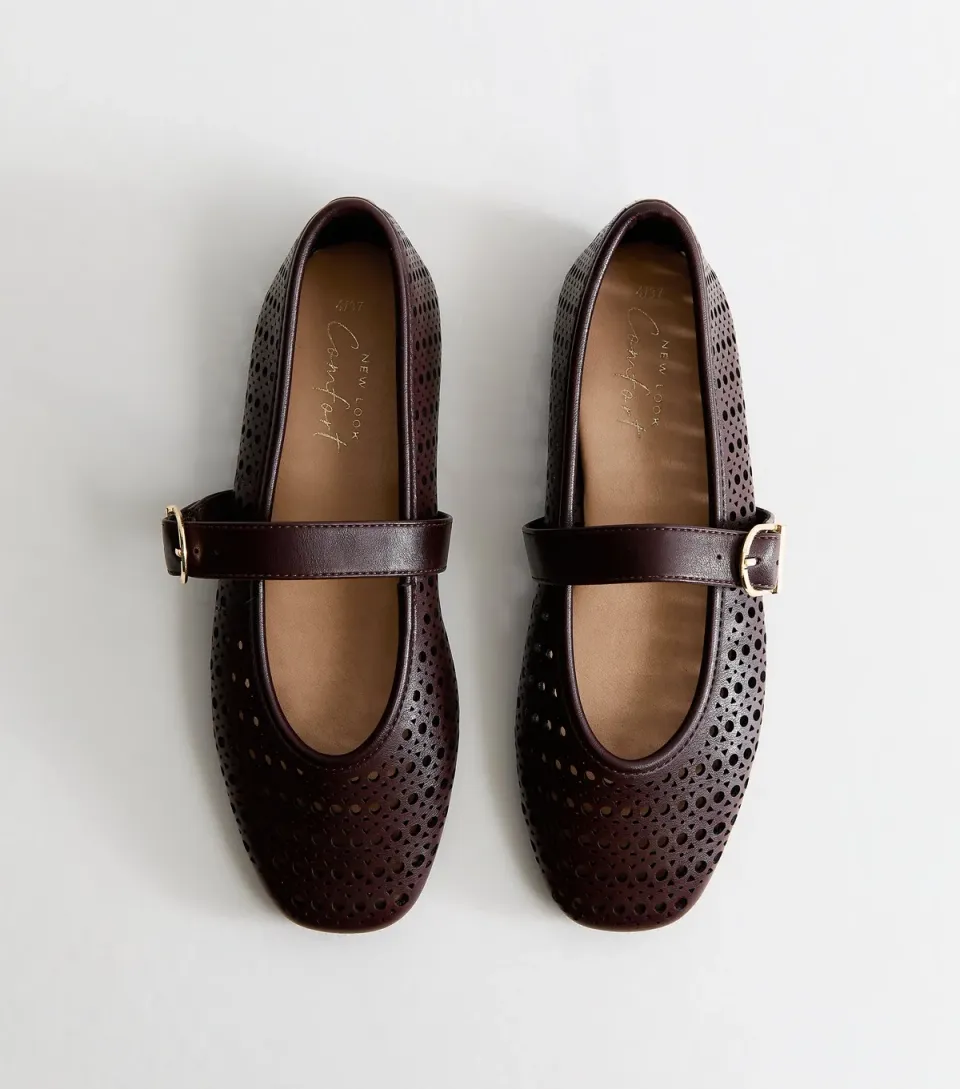 Women's Dark Burgundy Faux Leather Cut Out Mary Jane Pumps Vegan