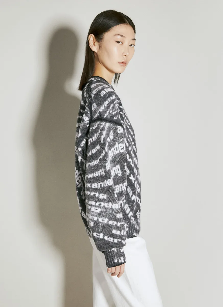 Reverse Logo Print Knit Sweater