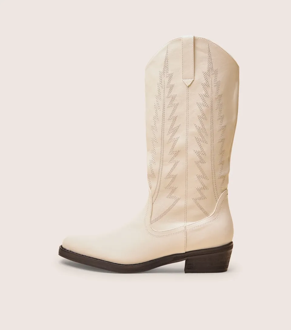Women's White Kobo Faux Leather Western Cowboy Boots