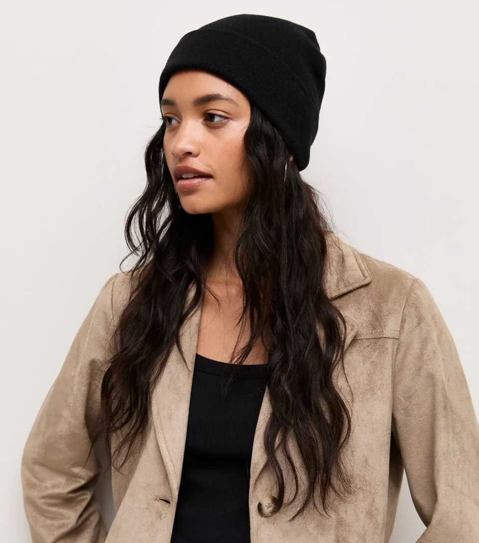 Black Knitted Beanie Hat