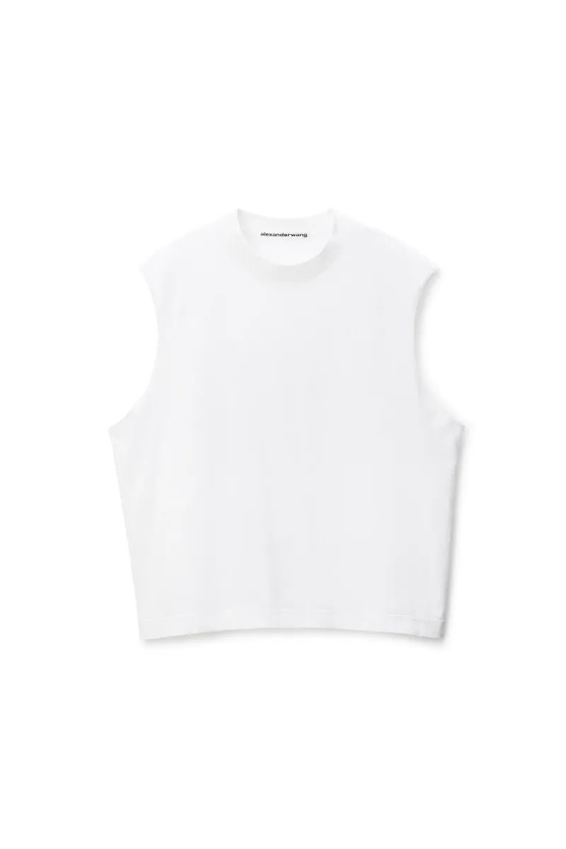 White Vintage Fade-Effect Muscle Tank
