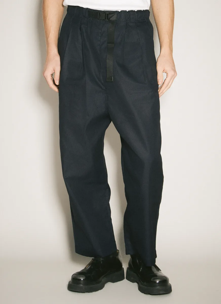 Cotton-Blend Belted Pants