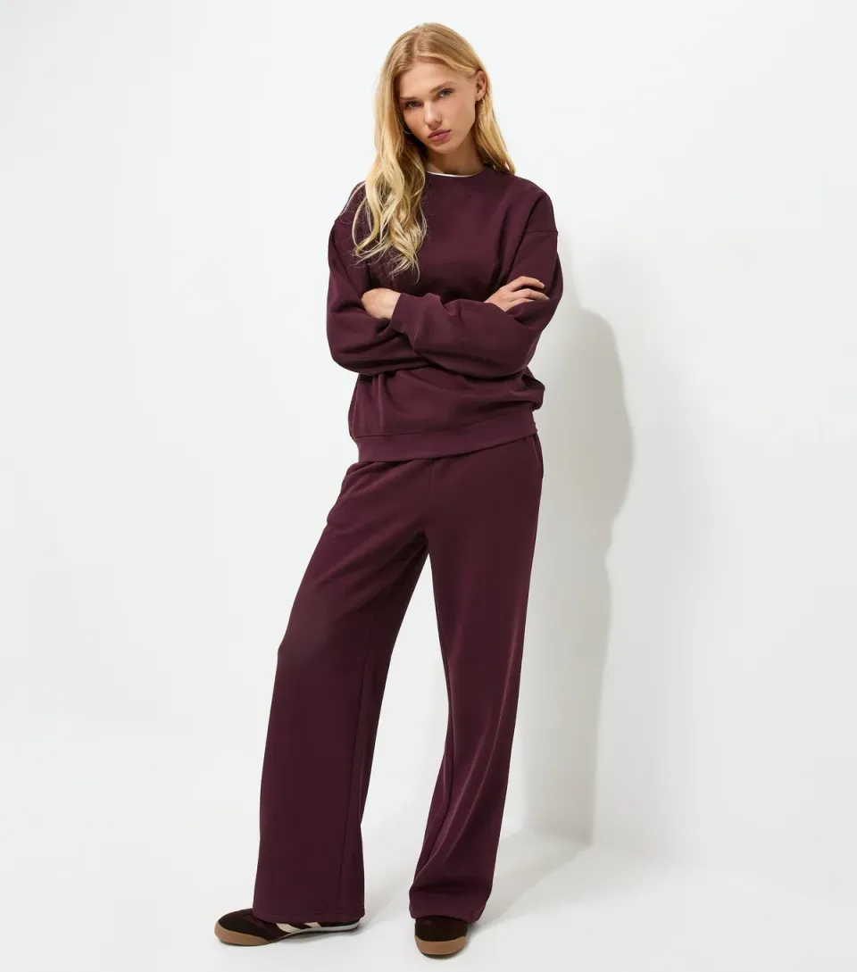 Women's Light Brown Cotton Rich Wide Leg Joggers